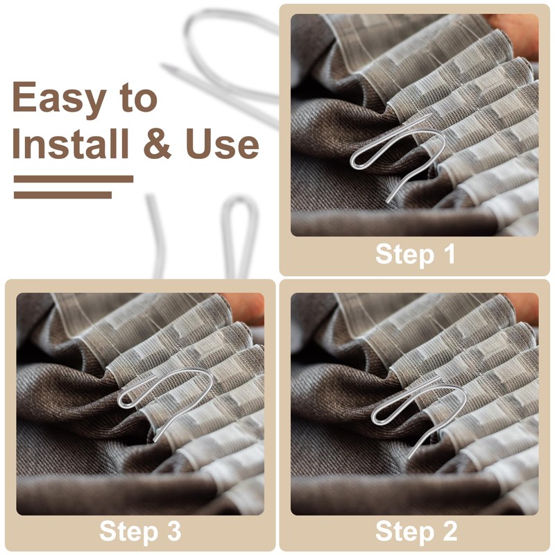 sourcing map 58Pcs Metal Curtain Hooks, Rustproof Offset Pin-on Drapery