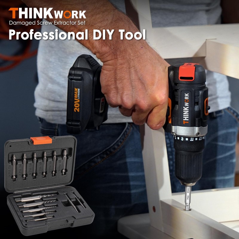 THINKWORK 13Pcs Damaged Screw Extractor Set, Easy Out Bolt Extractor