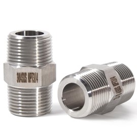 3/4" Male x 3/4" Male Hex Nipple Pipe Fittings, 304 Stainless Steel 3/4 inch NPT Male Threaded Pipe Adapter Fittings Equal Nipples Connectors for Plumbing/Gas/Hydraulic Lines (2-Pack)