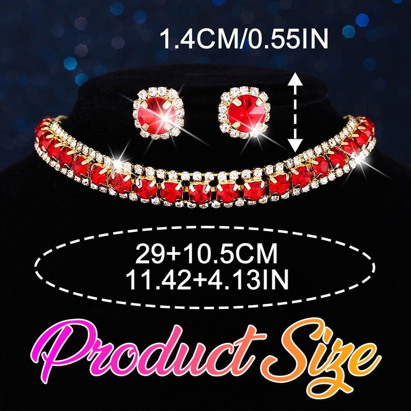 CLOACE Rhinestone Choker Necklace Set Bridal Wedding Necklace Earrings Sets