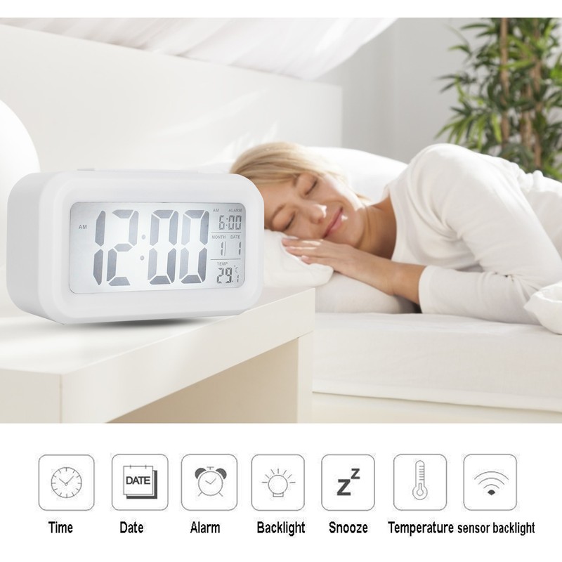 LCD Electronic Clock Large Screen Mute Smart Time Temperature Display