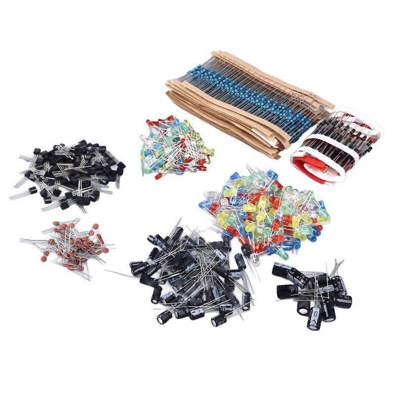 1500PCS Electronic Component Kit Resistors Transistors Ceramic Electrolytic Capacitors LED