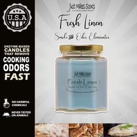 Just Makes Scents Fresh Linen Scented Smoke and Odor Eliminator Candle - Odor Eliminating Scented Candles for Home - Neutralizes Cigarette, Food, and Pet Smells - Hand Poured in The USA