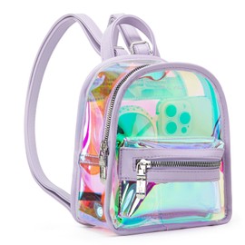 Milan Chiva Clear Backpack for Stadium Events See Through Mini Backpack Holographic Bag