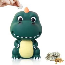 Dinosaur Money Box Children's Dinos Piggy Bank: Nizirioo Dinosaur Piggy Bank Children, Shatterproof Piggy Bank, Safe PVC Material, Good, for Decoration of Children's Room, Gift, Toy (Green)