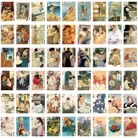 FLONZGIFT Cute Kids Playing Cards (Poker Deck 54 Cards All Different) Vintage Retro Magazine Covers Illustration by Jessie Willcox Smith Saturday Evening Post Farmers Wife
