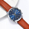 BUREI Men's Watch, Brown, Leather Strap, Analog, Date Display, Quartz,
