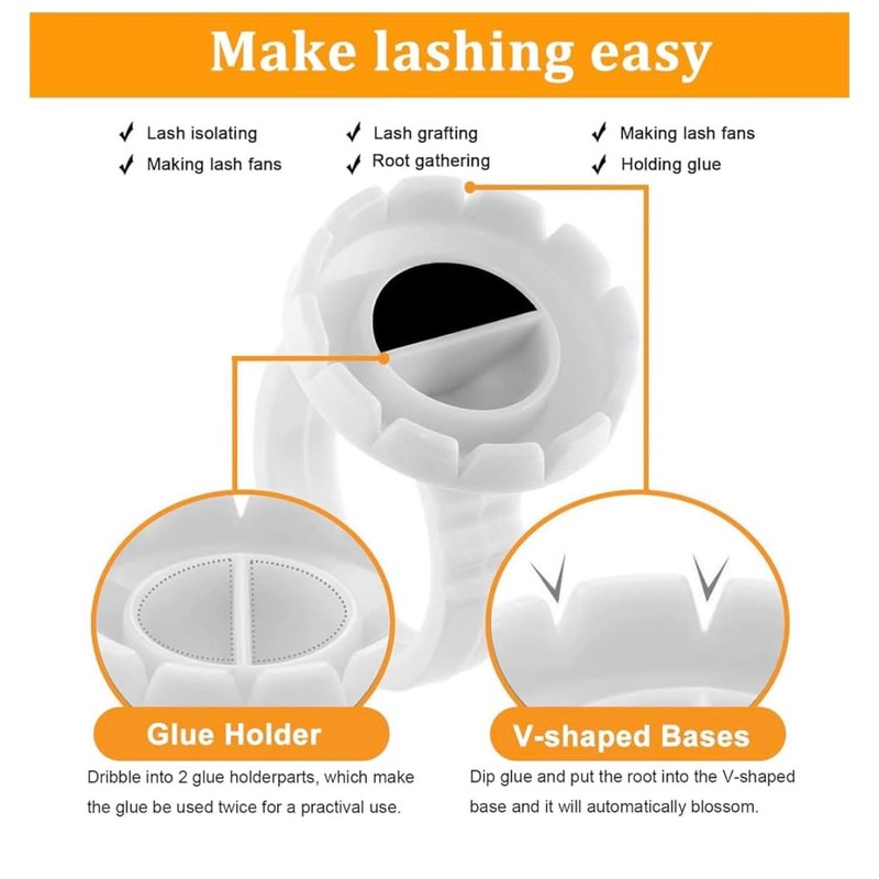 100 PCS Disposable Glue Rings, Lash Glue holder, Glue Rings