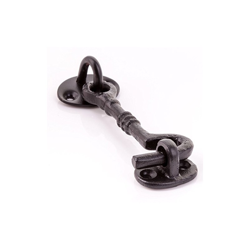 Black Traditional Cast Iron 4" Cabin Hook & Eye -