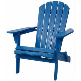 Outdoor Adirondack Folding Armchair-Solid Wood Waterproof Eco-Friendly Tilting Half-Assembled for Garden & Courtyard Usecolor: Navy Blue, size: 715X800X910mm
