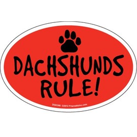 Dachshund Car Magnets: Dachshunds Rule! Car Magnet - Oval 6" x 4" Auto/Truck/Refrigerator/Mailbox (Funny Car Decals, Dog Magnet, Dachshund).