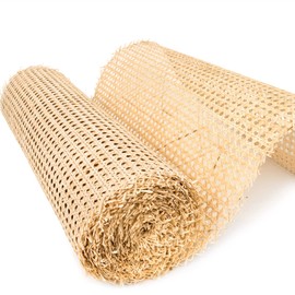 18" Width Rattan Cane Webbing Roll 3 Feet Hexagon Weave Rattan Fabric Furniture Woven Rattan Sheets for Crafts Cane Weave Rattan Material Natural Chair Caning Supplies Wicker for Chairs (3 Feet)