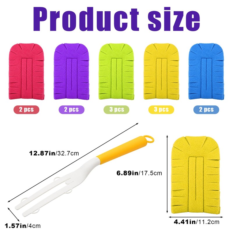 12 Pcs Reusable Duster Refills, 5 Colors 360° Cleaning Pads