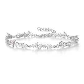 Clearine Wedding Marquise Cubic Zirconia Bridal Bracelets for Brides Bridesmaids Women, Silver Tennis Bracelet for Prom Party Jewellery