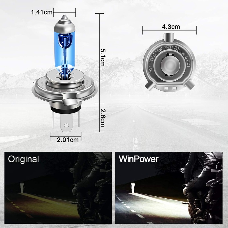 WinPower HS1 35/35W 12V Motorcycle Halogen Headlight 5000K Warm White