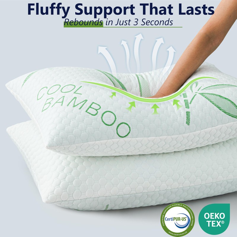Cooling Pillow, Shredded Memory Foam Pillow King Size 1 Pack