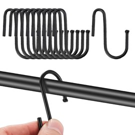 DGUSO Hooks for Hanging, Pack of 10 S Hooks, Small Heavy Duty Hooks, S Hooks, Black S Hooks, Stainless Steel Hooks, Wardrobe Hooks for Clothes Rail, S Hooks for Kitchen, Bathroom, Bedroom, Office