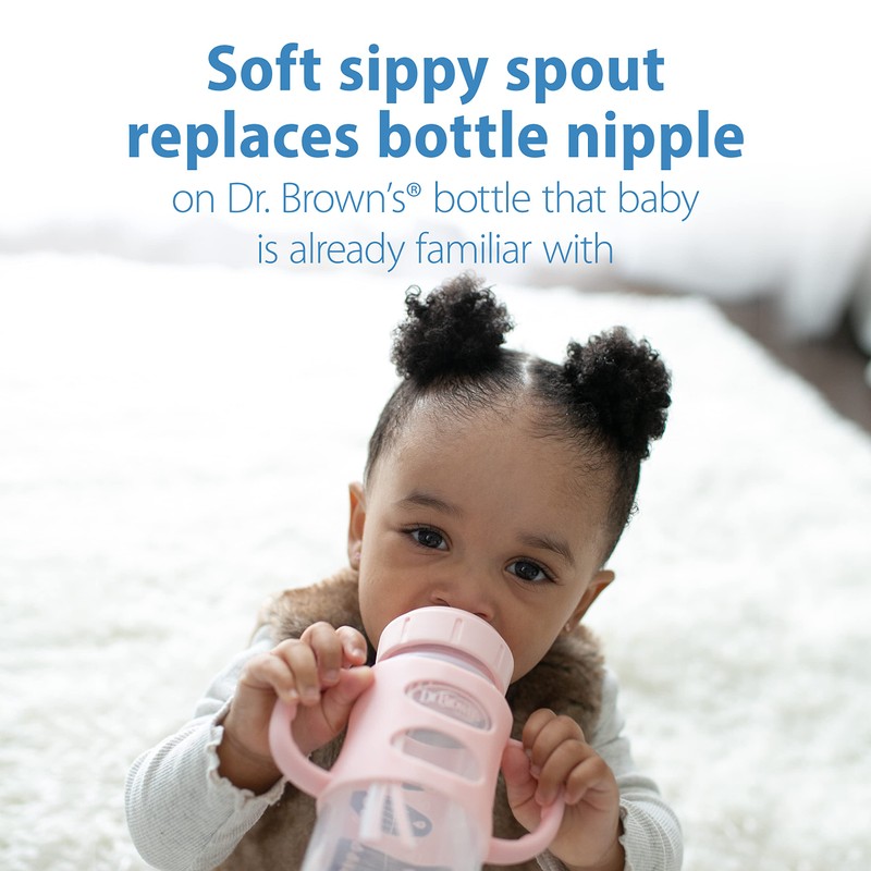 Dr. Brown's Wide-Neck Transitional Sippy Bottle with Silicone Handles 9