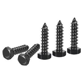 DTGN 3/8" x 1-1/2" Hex Lag Bolts - 10 Pack - for Woodworking, Furniture - 304 Stainless Steel Full Thread Hexagon Head Lag Screws for Wood - Black