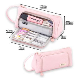 X SIM FITNESSX Pencil Case Pencil Case Teenager Girls Pencil Case Pens 3 Compartments Pencil Case for School and Office, Pink, Cosmetic bag