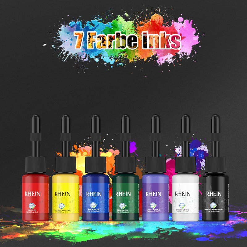 RHEIN Maschine Set mit 1500mAh Akku und 7 Inks 10
