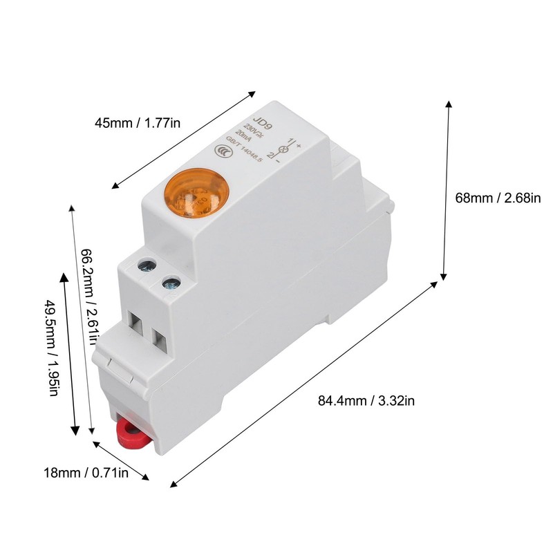 DIN Rail LED Indicator Light, AC DC 230V DIN Rail
