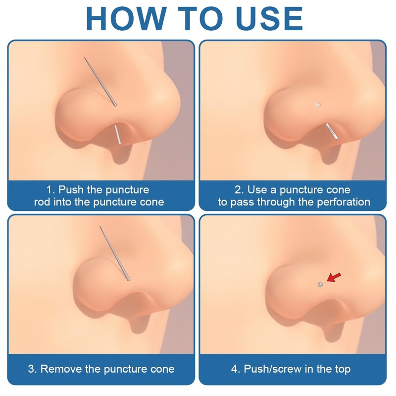 Tomedeks 6 PCS Nose piercing kit, Ear piercing kit, Belly