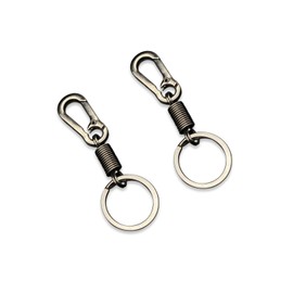 KANDUJIMU 2PCS Retro Style Simple Strong Carabiner Keychain, Metal Car Key Ring with Clip Spring Fixed, Universal Auto Fob Key Keychain Holder, Vehicle Accessories for Men and Women (Blakc)