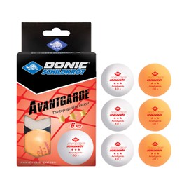 Donic-Schildkröt Avantgarde 3-Star Table Tennis Ball, Poly 40+ Quality, 6 Pieces in a Blister, 3x White/3x Orange
