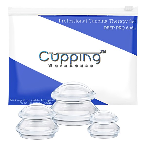 Cupping Warehouse Advanced Supreme 3 DEEP PRO 6065 Professional Cupping Therapy Set- Myofascial Cupping Set- Professional Sturdy Harder Silicone Cupping Set-, Cupping Set Massage Therapy Cups