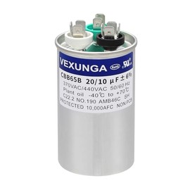 VEXUNGA 20/10 uF 20+10 MFD 370VAC or 440VAC Dual Run Start Round A/C Capacitor CBB65 Air Conditioner Capacitors for AC Unit Fan Motor Start or Heat Pump or Condenser Straight Cool