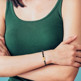 COAI Natural Gemstone Bead Bracelet for Women, Stone, Tourmaline Amethyst