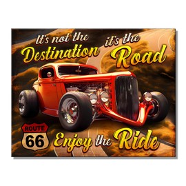 Desperate Enterprises Enjoy the Ride Route 66 Tin Sign - Garage Signs - Nostalgic Vintage Metal Signs - Made in the USA