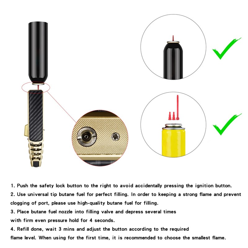 DOUBFIVSY Butane Torch Lighter, Refillable Kitchen Cooking Torch with Safety