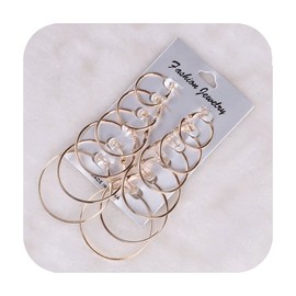 AJ DEFIRO 6 Pair Hoop Earring Set Stainless stud Earring Women Jewelry GoldTone