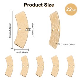 BENECREAT Pack of 22 18K Gold-Plated Brass Connectors, 10 x 28.5 mm Curved Rectangular Empty Metal Connector Charms for DIY Necklace, Bracelet, Earring, Jewellery Making