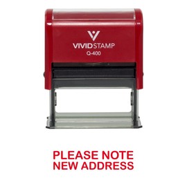 Please Note New Address Self Inking Rubber Stamp (Red Ink) - X-Large