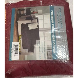 H.VERSAILTEX 1-Piece Reversible Quilted XL Sofa Pet Cover Protector, Burgundy/Ta