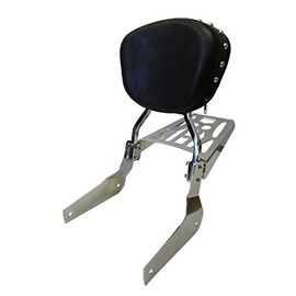 Sissy Bar Backrest & Luggage Rack for 04+ Honda Shadow Aero VT750 - Studded Contoured