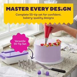 Wilton 2104-0240 Juego de boquillas Master para decorar pasteles, 55 unidades