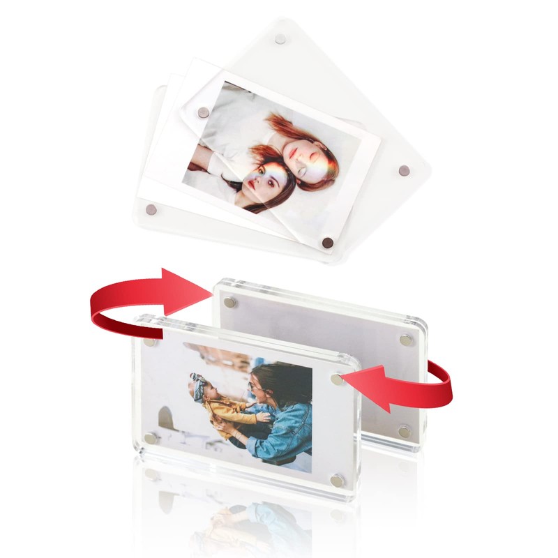 Fridge Magnetic Picture Frame, Magnet Acrylic Photo Frame Clear Double