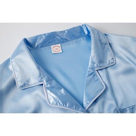 Vopmocld Girls Button Down Satin Pajama Sets Silky Short Sleeve Top & Pants Lounge Wear Teens Cozy Nightwear 2PCS PJS With Multiple Color, Sky Blue, 10