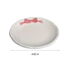 YAFIYGI Bow Jewelry Holder Ceramic Pink Dish Cute Coquette Small Tray for Rings and Trinkets Tiny Bowls for Bathroom Vanity Little Ceramic Jewelry Tray for Elegant Organization