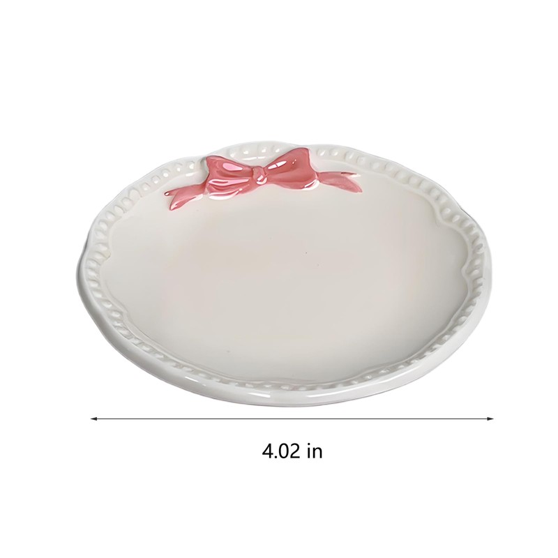 YAFIYGI Bow Jewelry Holder Ceramic Pink Dish Cute Coquette Small