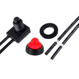 EPLZON EPLZON KP-107 Waterproof Push Button Switch 12V ON/Off SPST Switch with 4.5'Lines for Motorcycle/Car(Pack of 5pcs,Red)