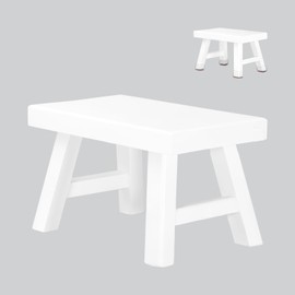Wooden Step Stool for Adults 11.8" L x 7" W x 6.9" H Handcrafted Solid Wood Stool with Chamfered Edges, Multi-Usage Stool, Wooden Step Stool with Anti-Slip Caps - Durable and Sturdy (Natural Wood)