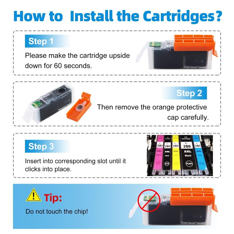 EXCERCUS 8 Pack CLI-281Ink Cartridge Replacement for Canon CLI-281XXL Use