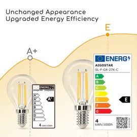 Aigostar Aigostar E14 LED Lampe Filament 4W (ersetzt 40W),Warmwei? 2700K,470lm ultrahell,Klar Glas Mini Globe Glhbirne,Nicht dimmbar,5 Stck