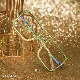 Zeelool Diva Stylish Square Blue Light Blocking Glasses for Women ZJGM635348-04 Green