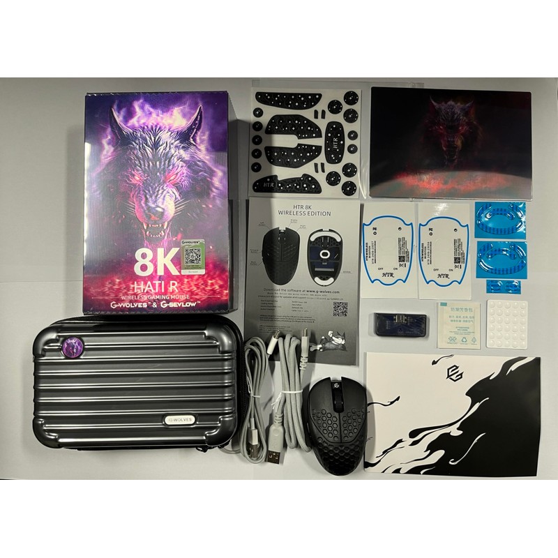 GWolves HTR Lightweight Wireless Fingertip Grip Gaming Mouse,~28Gram,8K-Report,Low Latency,PAW3395 26,000CPI,Nrf52840